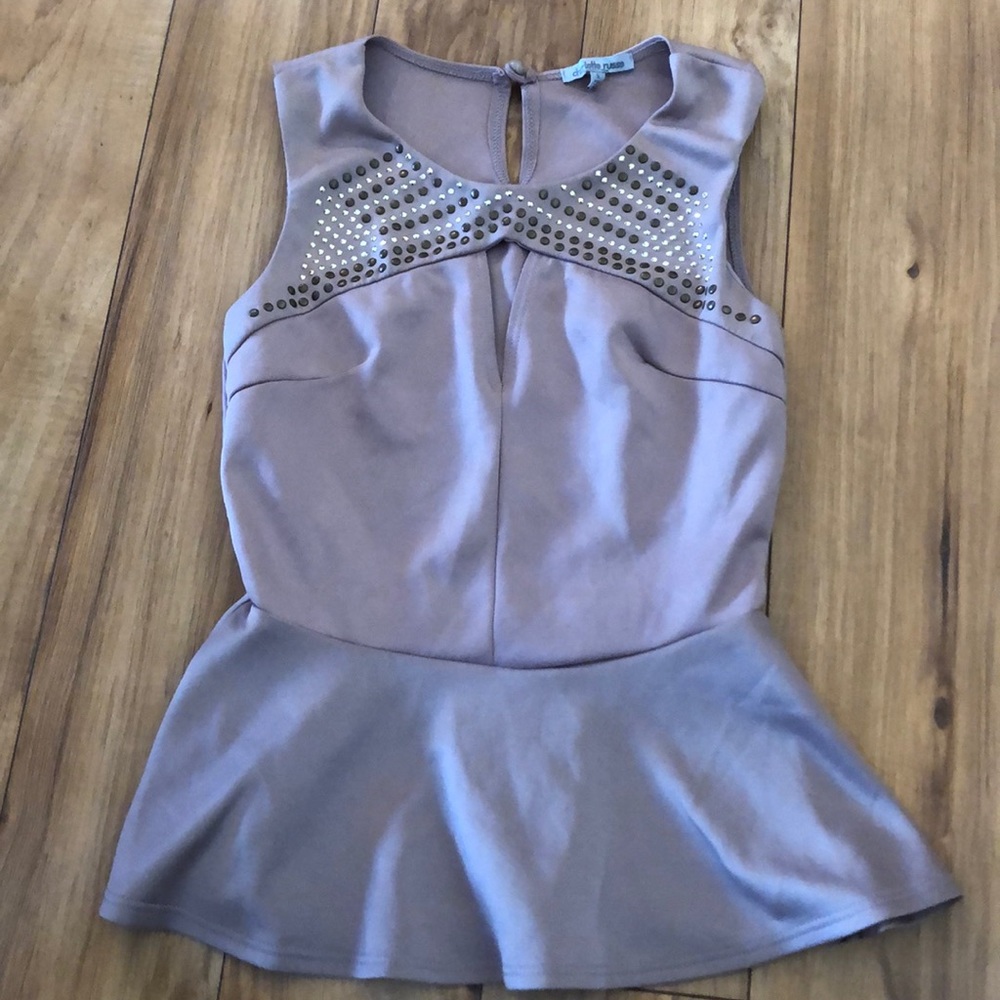 Sleeveless top with rhinestones and cut out